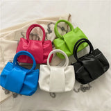 Pleated Shoulder Bag for Women Ring Tote Crossbody Bag