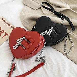 Heart Shape Shoulder Bag Women Chain Crossbody Red Love Purse Clutch Bag