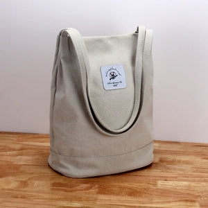 Canvas Bucket Bags Women Foldable Shoulder Bag Large Capacity Tote