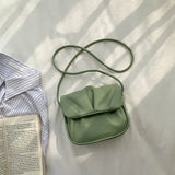 Women Soft Pu Leather Handbags Mini Pleated Shoulder bags