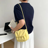Women Soft Pu Leather Handbags Mini Pleated Shoulder bags