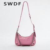 Rivet Leather Shoulder Crossbody Bag for Women