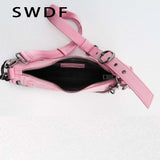 Rivet Leather Shoulder Crossbody Bag for Women