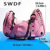 Rivet Leather Shoulder Crossbody Bag for Women