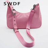 Rivet Leather Shoulder Crossbody Bag for Women