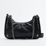 Rivet Leather Shoulder Crossbody Bag for Women