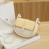 Patchwork Style Crossbody Bag Women PU Leather Handbag