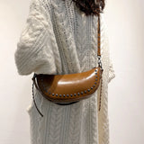 Vintage Rivet Leather Crossbody Bag for Women