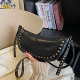Vintage Rivet Leather Crossbody Bag for Women