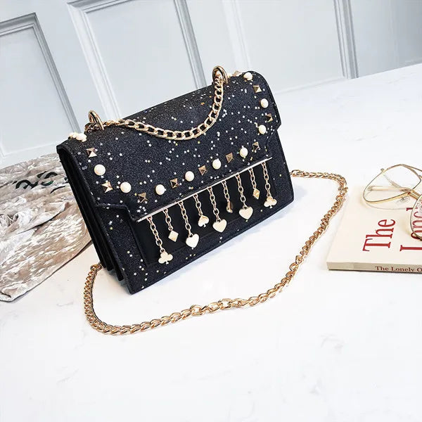 Women's Pearl Chain Crossbody Bag Messenger Bag