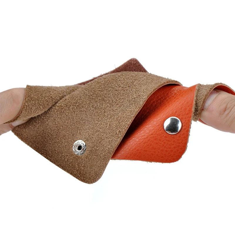 Vintage Minimalist Key Holder Soft Leather Men Women Keychain Pouch