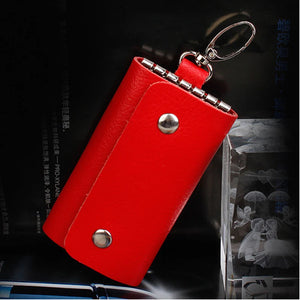 Vintage Minimalist Key Holder Soft Leather Men Women Keychain Pouch