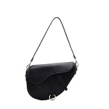 Retro Saddle Bag PU Leather Shoulder Bag Multi-Chain Handbag Khaki