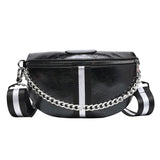 Thick Chain Lady Waist Bag Leather Chest Bags Shoulder Messenger Handbag