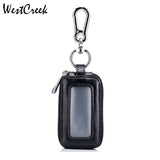Vintage Car Key Holder Smart Housekeeper Genuine Leather Double Zipper Key Case