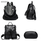 Vintage Leather Women Backpacks School Bags for Teenage Girls