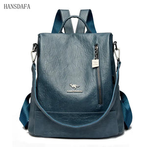 Vintage Leather Women Backpacks School Bags for Teenage Girls