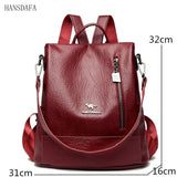 Vintage Leather Women Backpacks School Bags for Teenage Girls