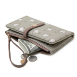 Vintage Flower Long Wallet Soft Leather Zipper Pocket Ladies Purses