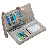 Vintage Flower Long Wallet Soft Leather Zipper Pocket Ladies Purses