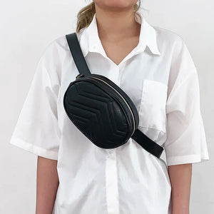 Women's Leather Chest Bag Crossbody Fanny Pack