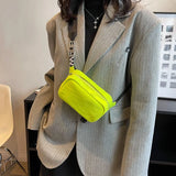 Women's Casual Canvas Waist Pack Fanny Belt Bag - Fluorescent Green