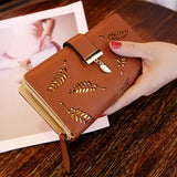 Women Wallets Long Clutch Purses Golden Hollow Leaves Phone Pocket