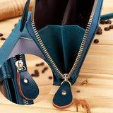 Wax Oil Real Leather Women Wallet Long Clutch Purse Cellphone Bag Coin Wallet