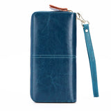 Wax Oil Real Leather Women Wallet Long Clutch Purse Cellphone Bag Coin Wallet