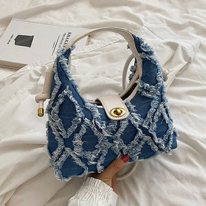 Denim Hobo Bag Women's Crossbody Shoulder Purse Top Clutch Satchel