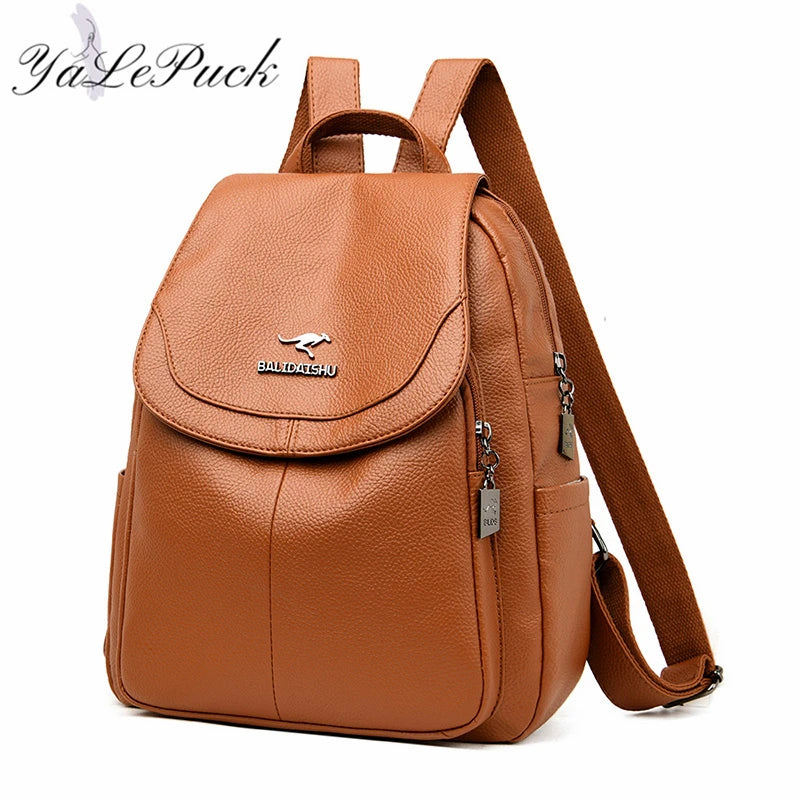 Women Backpack High Leather School Bags For Teenager Girls