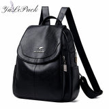 High Leather Women Backpack for Teenager Girls