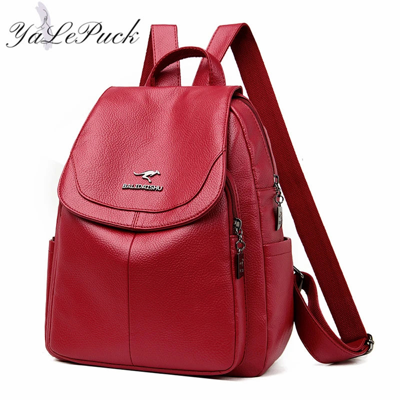 Women Backpack High Leather School Bags For Teenager Girls