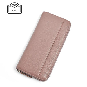 RFID Blocking Women Clutch Wallet Leather Long Purse Large Capacity Phone Wallet