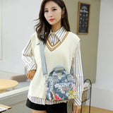Women Crossbody Bag Floral Print Nylon Messenger Handbag