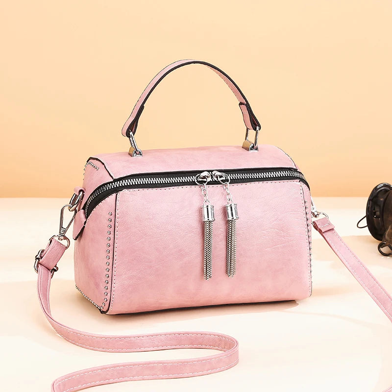 Rivet Leather Handbag Multicolor Crossbody Bag for Women