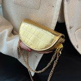 Small Silver Stone Pattern Leather Saddle Bag Evening Clutch