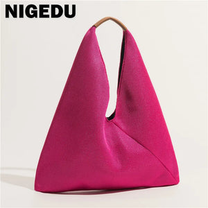 Women Tote Triangle Handbag Large Capacity Portable Shoulder Bag