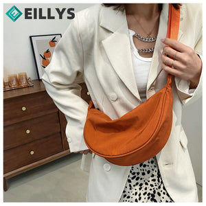 Canvas Shoulder Waist Bags for Women Solid Crossbody Tote