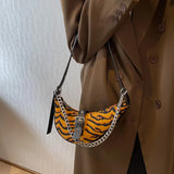 Canvas Croissant Shoulder Bag Chain Handbag for Women