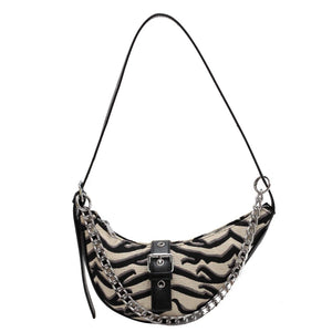 Canvas Croissant Shoulder Bag Chain Handbag for Women