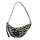 Canvas Croissant Shoulder Bag Chain Handbag for Women