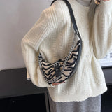Canvas Croissant Shoulder Bag Chain Handbag for Women