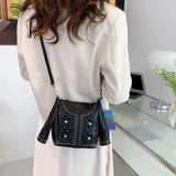 Rivet Shoulder Bag For Women Jacket Handbags Purse Ladies