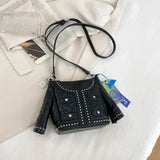 Rivet Shoulder Bag For Women Jacket Handbags Purse Ladies