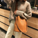 Ladies Bucket PU Shoulder Bag Large Capacity Messenger Handbag