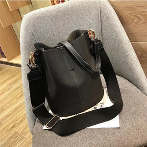 Ladies Bucket PU Shoulder Bag Large Capacity Messenger Handbag