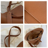 Women Bucket Shoulder Bag Large Capacity PU Leather Handbags and Purse
