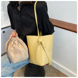 Women Bucket Shoulder Bag Large Capacity PU Leather Handbags and Purse