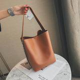 Women Shoulder Bag Chain Bucket Handbags PU Leather Totes Shopping Bag